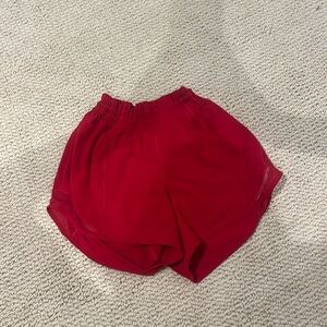 Red Lululemon hotty hot shirts size 0 4 inch!